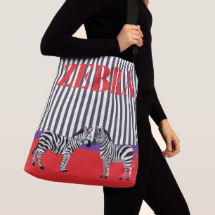 Elegant randigt mönster med Zebra Röd lila Axelväska