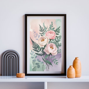 Elegant Ranunculus Bukett   Mjuk Botanisk Vägg Poster