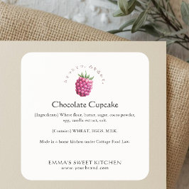 Elegant Raspberry Bakery Ingredient Fyrkantigt Klistermärke