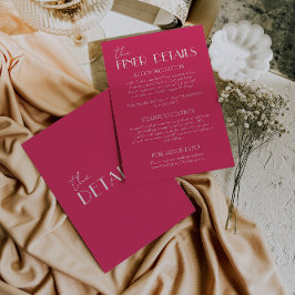 Elegant Raspberry Pink Stylish Wedding Details Tilläggskort