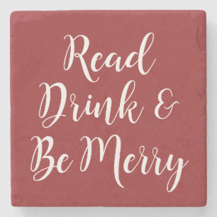 Elegant Reading Bok Group - Read, Drink & Be Underlägg Sten