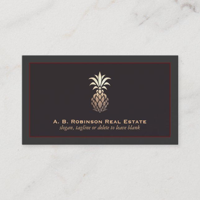Elegant Real Estate Agency Pineapple Logotyp Visitkort (Framsida)
