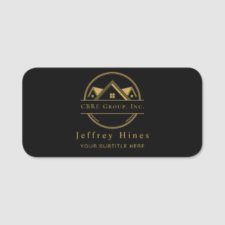 Elegant Real Estate Black and gold custom logo  Namnbricka