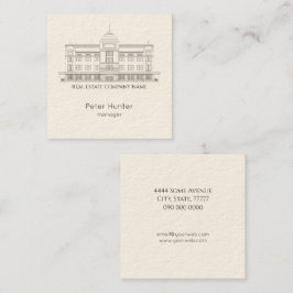 Elegant Real Estate Building Sketch Square Fyrkantigt Visitkort
