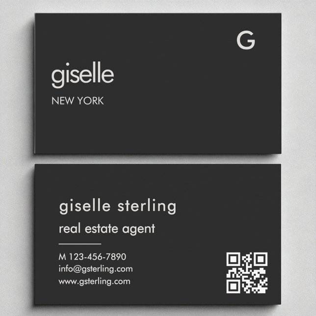 Elegant Real Gods Agent Black QR-kod Monogram Visitkort (Skapare uppladdad)