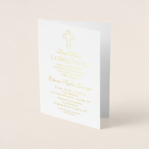 Elegant Real Gold Foil Girl First Heliga Communion Folierat Kort