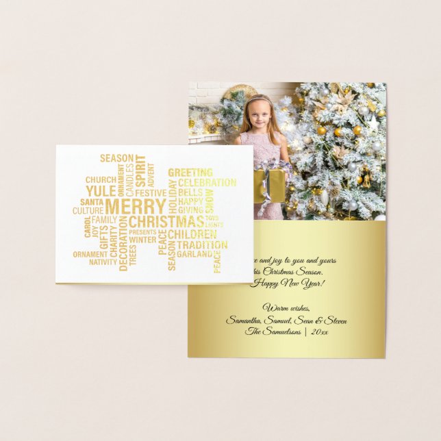 Elegant Real Gold Foil God jul Helgdag Folierat Kort (Display)