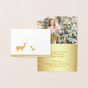 Elegant Real Gold Foil Hjort Snö God jul Folierat Kort