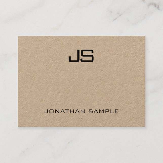 Elegant Real Kraft Papper Modern Monogram-mall Visitkort (Framsida)