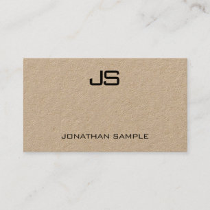 Elegant Real Kraft Papper Modern Monogramme Visitkort