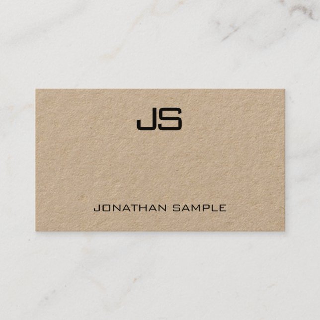 Elegant Real Kraft Papper Modern Monogramme Visitkort (Framsida)