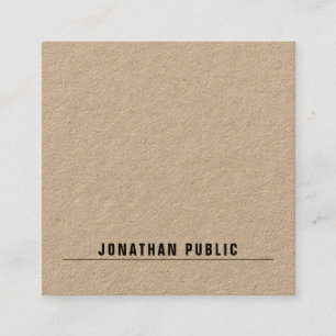 Elegant Real Kraft Papper Simple Modern Minimalist Fyrkantigt Visitkort