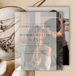 Elegant Real Vellum Overlay Modern 2 Photo Bröllop Inbjudningar
