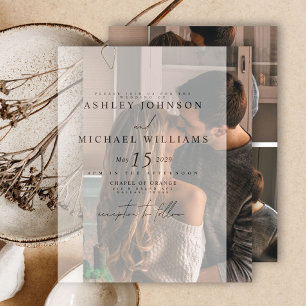Elegant Real Vellum Overlay Modern 4 Photo Bröllop Inbjudningar