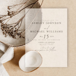 Elegant Real Vellum Overlay Modern Script Bröllop