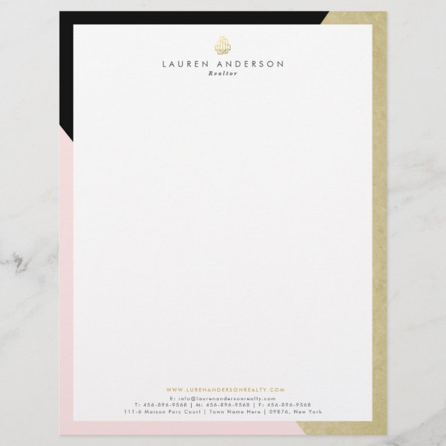 Elegant Realtor Broker Letterhead Stationär Brevhuvud (Framsida)