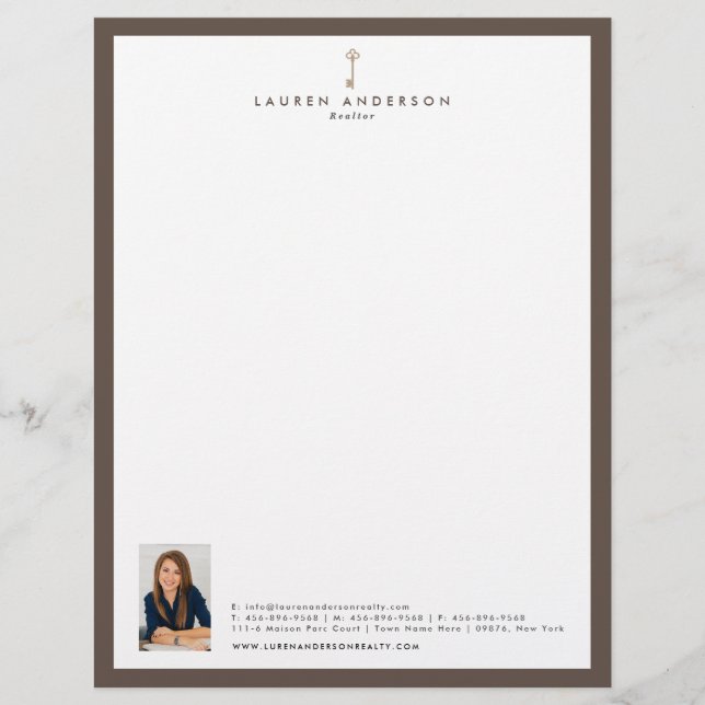 Elegant Realtor Broker Letterhead Stationär Brevhuvud (Framsida)