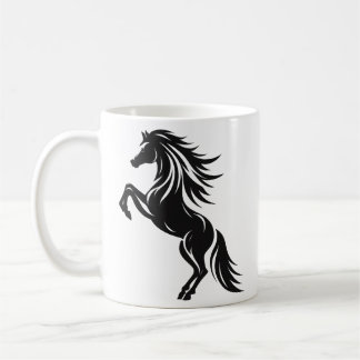 Elegant Rearing Horse Silhouette Design Kaffemugg