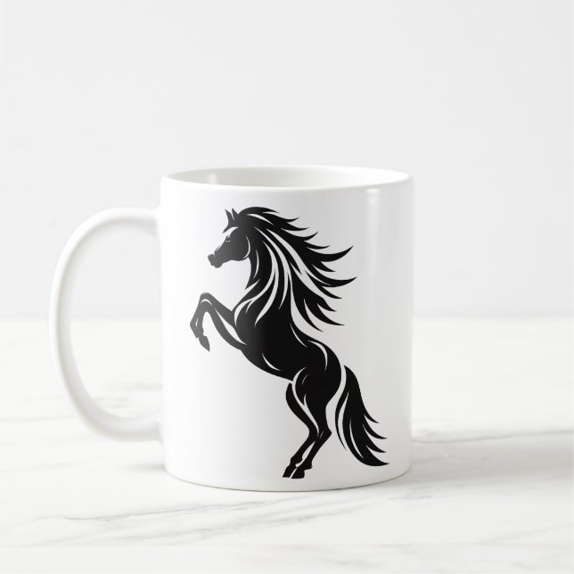 Elegant Rearing Horse Silhouette Design Kaffemugg (Vänster)