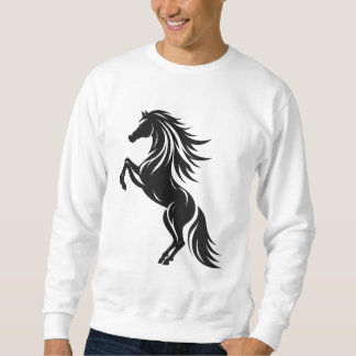 Elegant Rearing Horse Silhouette Design Lång Ärmad Tröja