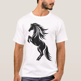Elegant Rearing Horse Silhouette Design T Shirt