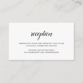 Elegant Reception Black and White Simple Bröllop Tilläggskort