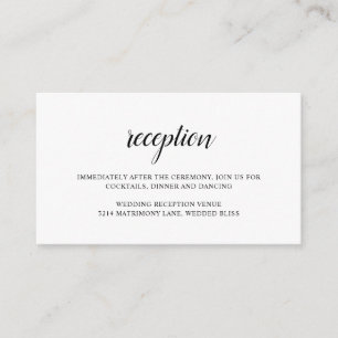 Elegant Reception Black and White Simple Bröllop Tilläggskort