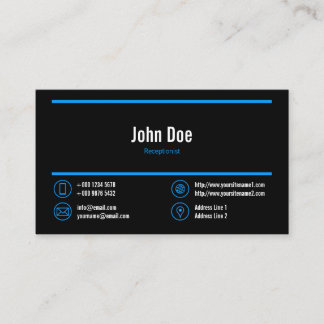 Elegant Receptionist Logotyp Blue Linjer Icons Bla Visitkort