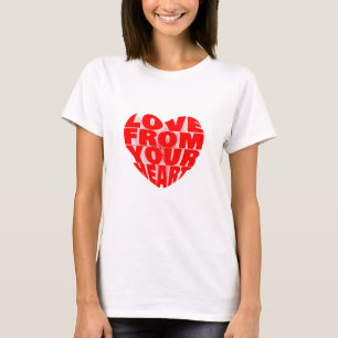 Elegant Red 3D-textdesign Kärlek från hjärtat T Shirt