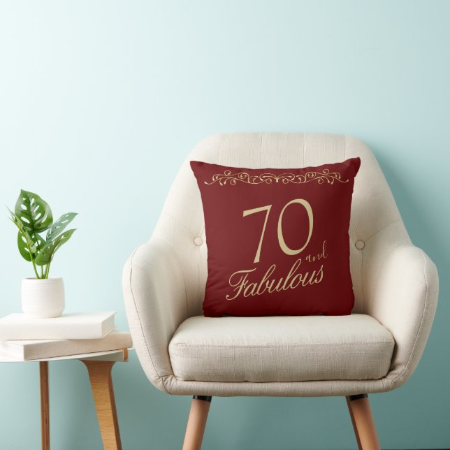Elegant Red 70 och Fabulous 70 Birthday Kudde (Stol)