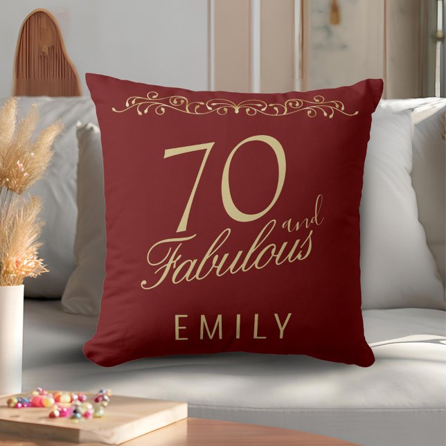 Elegant Red 70 och Fabulous Ornament 70 Birthday Kudde (Skapare uppladdad)