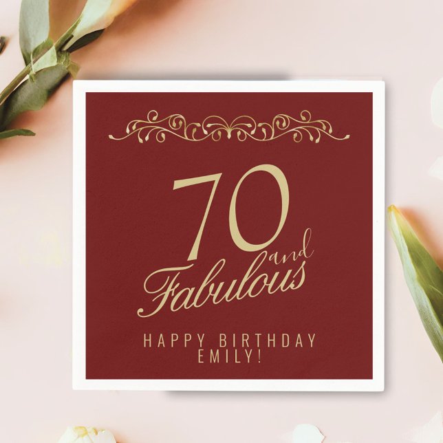 Elegant Red 70 och Fabulous Ornament 70 Birthday Pappersservett (Skapare uppladdad)