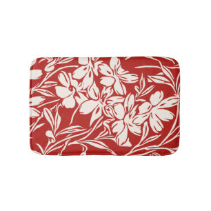 Elegant Red Abstrakt Blommigt Illustration Mönster Badrumsmatta