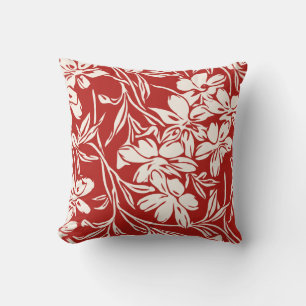 Elegant Red Abstrakt Blommigt Illustration Mönster Kudde