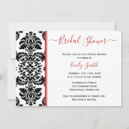 Elegant Red and Black Damask Möhippa Inbjudningar