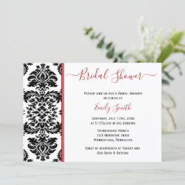 Elegant Red and Black Damask Möhippa Inbjudningar
