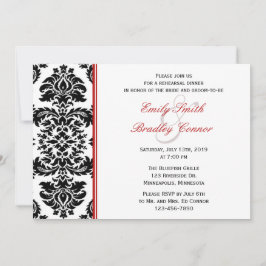 Elegant Red and Black Damask Rehearsal Middag Inbjudningar