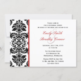 Elegant Red and Black Damask Rehearsal Middag Inbjudningar
