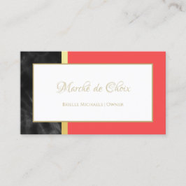 Elegant Red and Black Marble Guld Script Boutique Visitkort