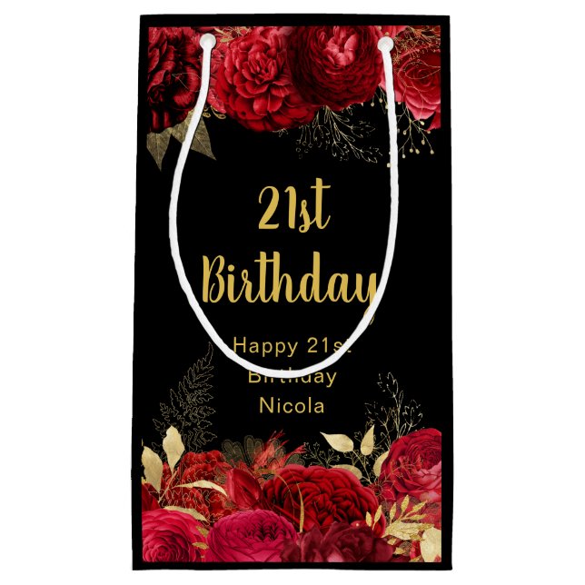 Elegant Red and Gold Flowers Birthday (Framsidan)