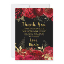 Elegant Red and Gold Flowers Birthday Party