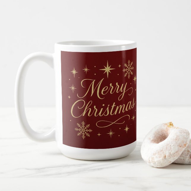 Elegant Red and Gold Merry Christmas Festive  Kaffemugg (Med munk)