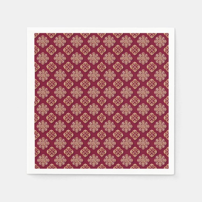 Elegant Red and Gold Pattern Design Pappersservett (Framsidan)