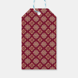 Elegant Red and Gold Pattern Design Presentetikett