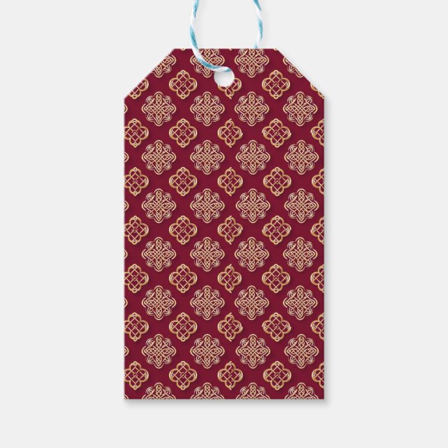 Elegant Red and Gold Pattern Design Presentetikett (Framsidan)