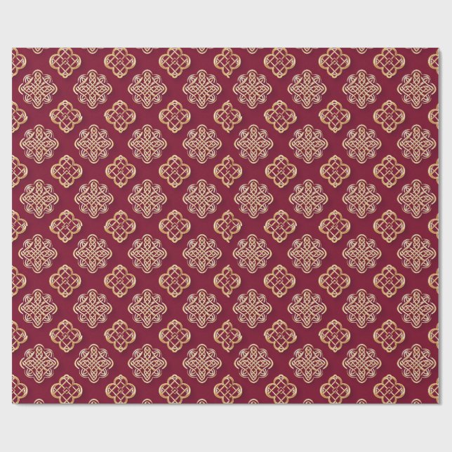 Elegant Red and Gold Pattern Design Presentpapper (Platt)