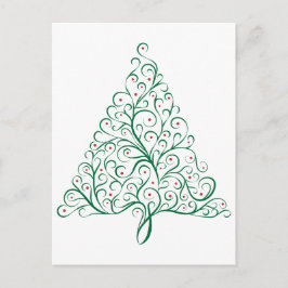 Elegant Red and Grönt Calligraphy Julgran Vykort