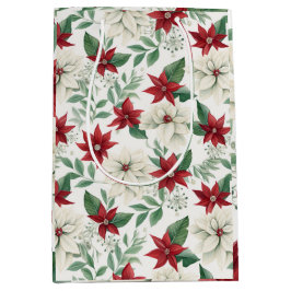 Elegant Red and Grönt Poinsettia Helgdag Gift Bag