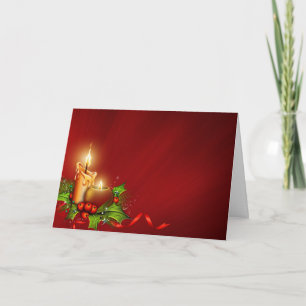 Elegant Red and Guld Candle-julkort Helgkort