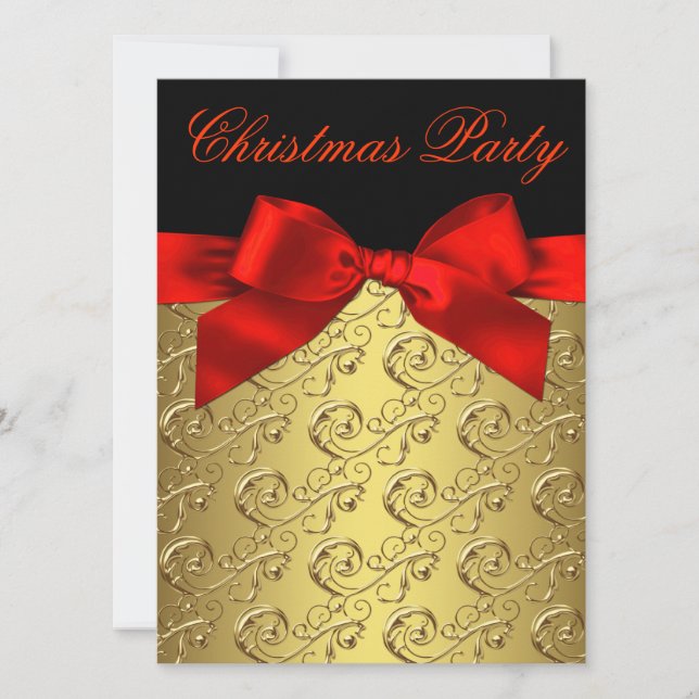Elegant Red and Guld Corporate jul Party Inbjudningar (Framsida)